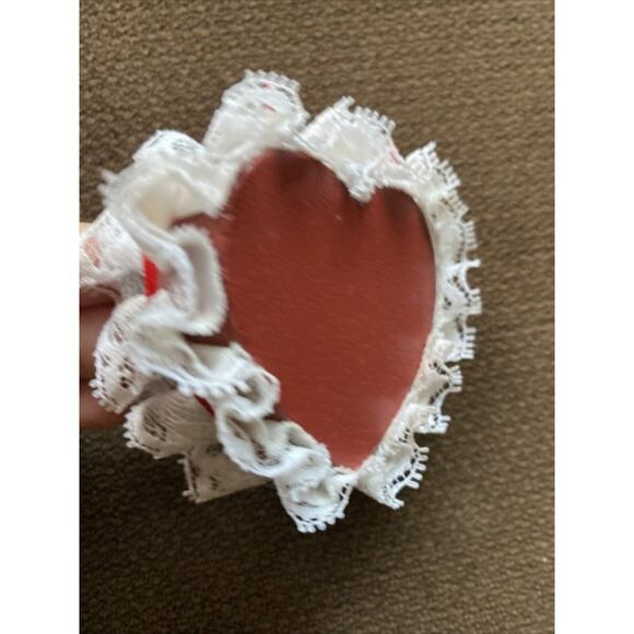 Handmade Red Wooden Heart Decoration Christmas Tree Ribbon White Ornament Cute - Picture 5 of 11